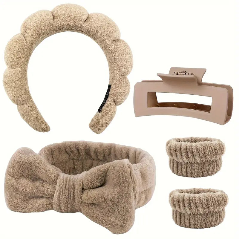 5pcs Spa Headband & Wristband Set