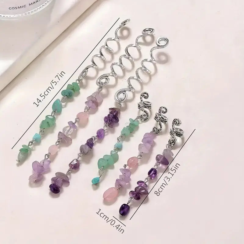 6pcs/set Natural Stone Hair Clip Combination