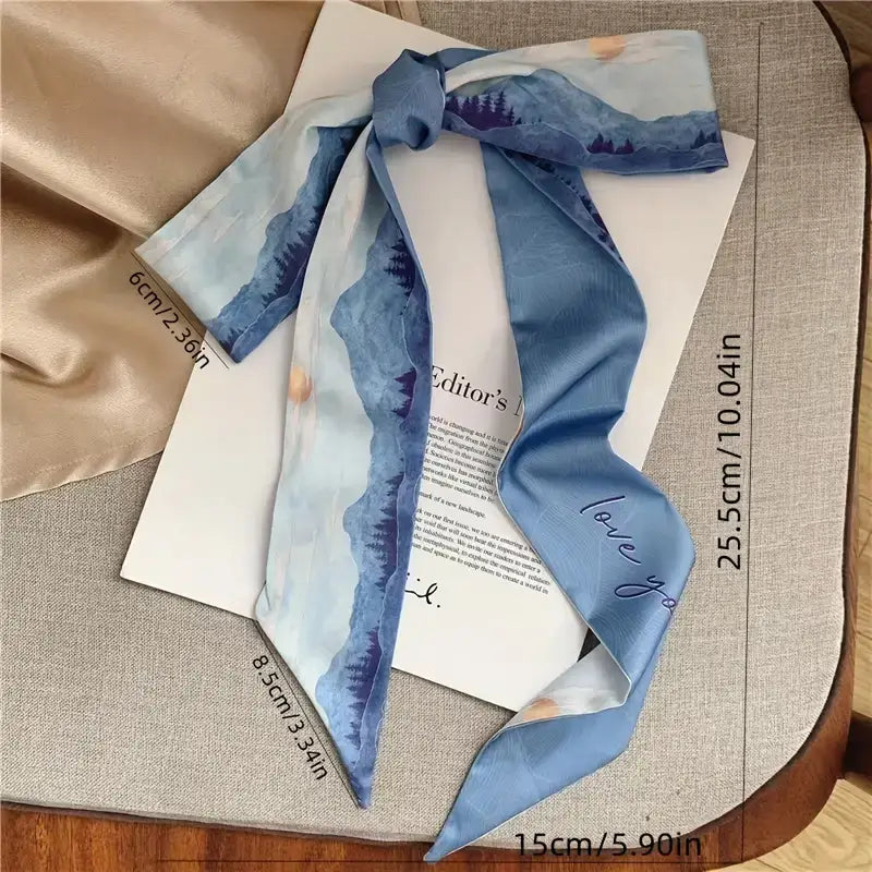 8pcs Silky Satin Ribbon Scarf Vintage