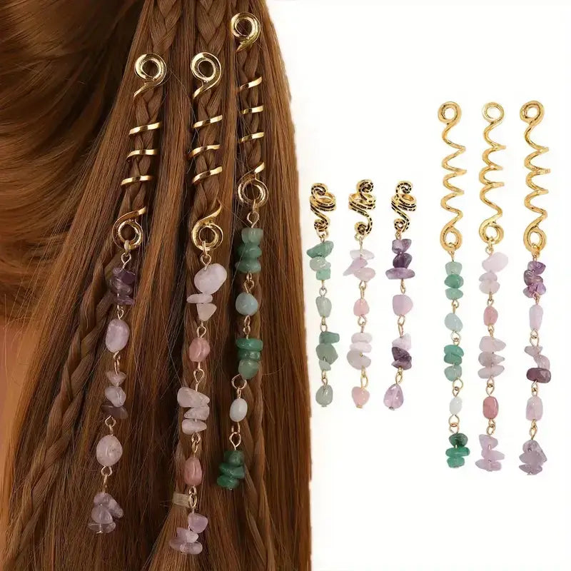 6pcs/set Natural Stone Hair Clip Combination