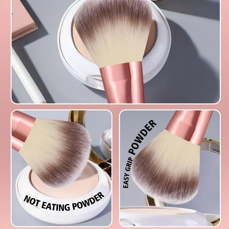 25-Piece Pink Makeup Brush Set with 6 Large
