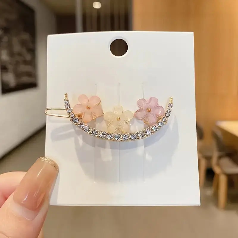 4pcs Set Elegant Floral Hair Clips - Alloy