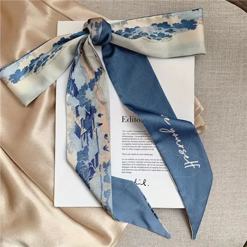 8pcs Silky Satin Ribbon Scarf Vintage