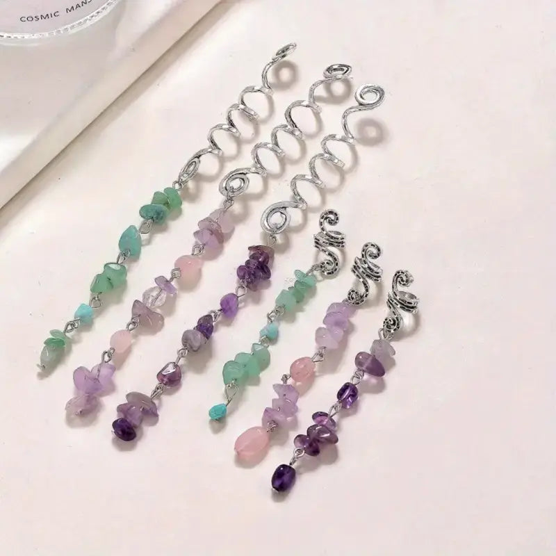 6pcs/set Natural Stone Hair Clip Combination