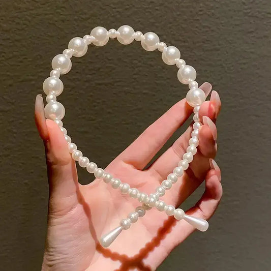 5 Pcs White Pearl Hairbands