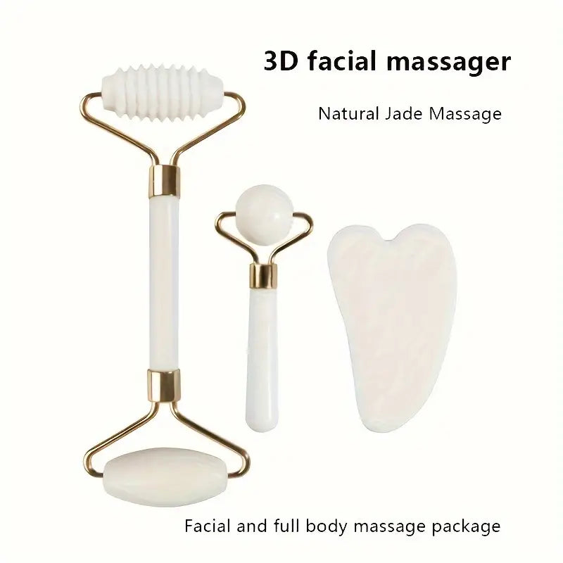 3-in-1 Jade Roller And Gua Sha Set