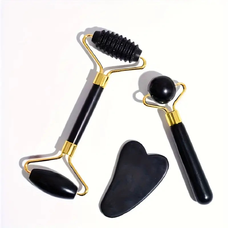 3-in-1 Jade Roller And Gua Sha Set