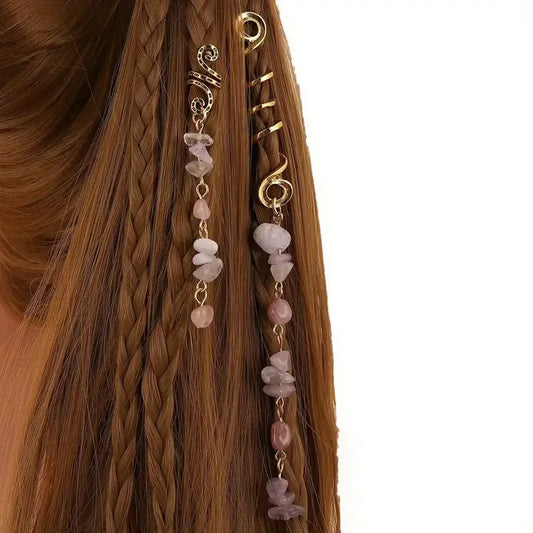 6pcs/set Natural Stone Hair Clip Combination
