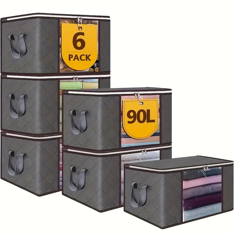 6-Pack Classic Style Under-Bed Storage Organizer Containers