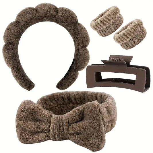 5pcs Spa Headband & Wristband Set