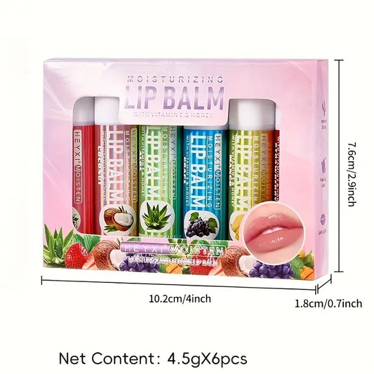 6-Pack Fruit Flavored Tinted Lip Balm Set
