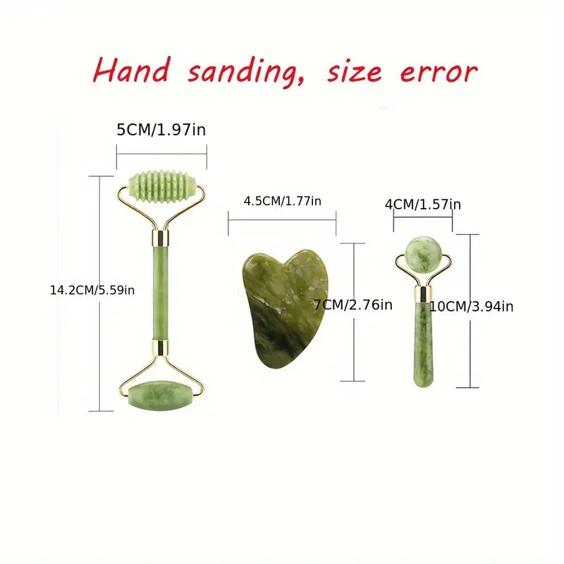 3-in-1 Jade Roller And Gua Sha Set