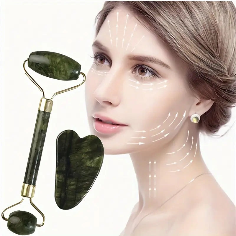 3-in-1 Jade Roller And Gua Sha Set